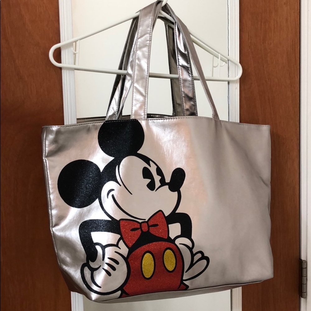 Disney Parks Silver Metallic Mickey Tote Bag